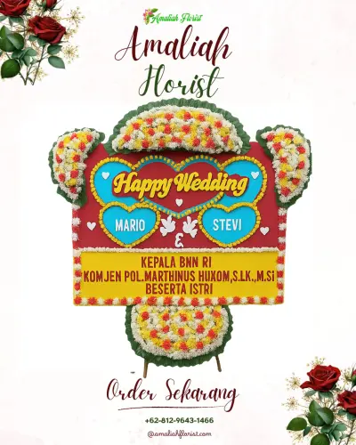 Karangan Papan Bunga Pernikahan di Lembean
